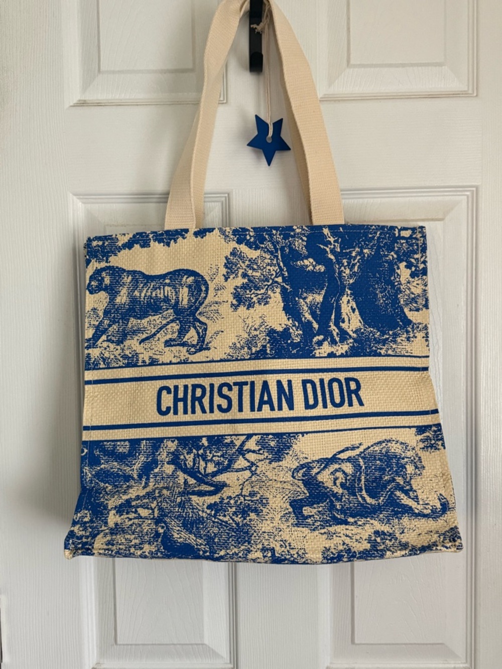 Riviera Blue & Cream Christian Dior Dioriviera Canvas Tote GWP new!